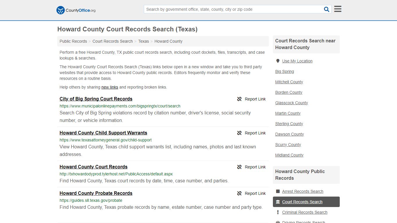 Howard County Court Records Search (Texas) - countyoffice.org