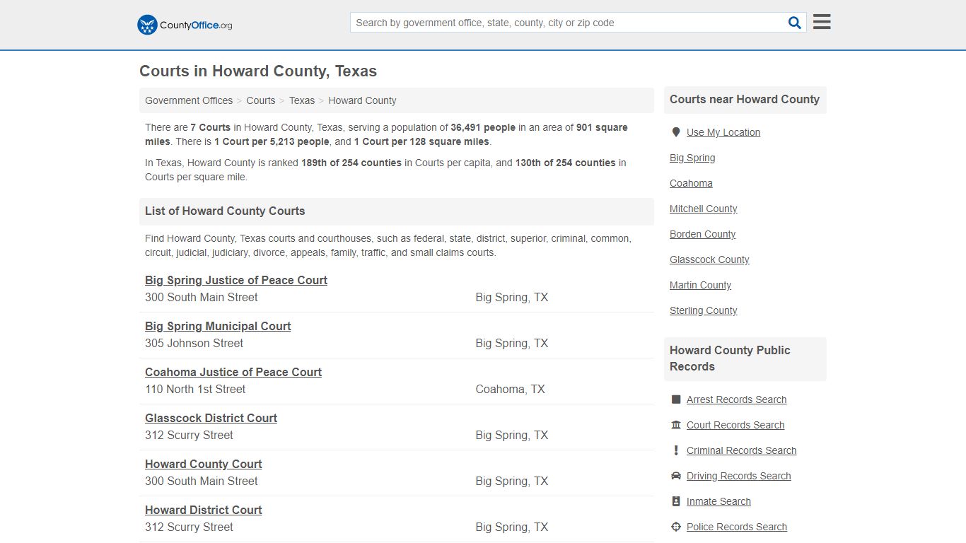 Courts - Howard County, TX (Court Records & Calendars)